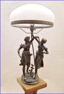 P�YT�VALAISIN,jugend tyyli kauniit naisfiguurit p�yt�valaisin  ,Mitat: halk. n.  cm,korkeus n.  cm.( Tuote nro / Item #105PV )