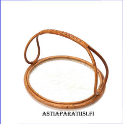 Rottinki-lasi tarjotin Vintage,Valmistettu 1950- 60-luvulla.Mitat: Halkaisija n. 21,5 cm, 1kpl,35�,( Tuote nro / Item #144PU )