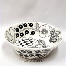 ARABIA,Paratiisi,mustavalkoinen syv� murokulho,Design:Birger Kaipiainen, alkuper�istuotantoa.Suunniteltu vuonna 1969,halkaisija.n.16,5 cm,6 kpl,43�/kpl ( Tuote nro 104R )