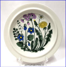 ARABIA,Flora ruokalautanen, Design:Esteri Tomula (koriste), Ulla Procope (malli) vuonna 1960 (malli), 1977 (koriste),halkaisija.n.24,2 cm, 0 kpl, ( Tuote nro 114R )
