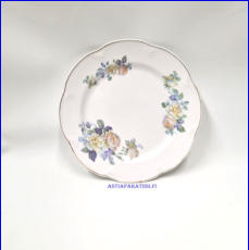 ARABIA,Luonnonvalkoinen ruusu,Matala  ruokalautanen,Valmistettu 1917-1927, leveys n. 24,2 cm,1 kpl,35�/kpl, ( Tuote nro 339R )