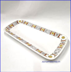 R�RSTRAND "Birka" "Koivu" tarjoilulauta, eritt�in harvinaista ruotsalaista posliinia, vintage,Design:Gunnar Nylund,1950-60-luku.Noin 34 cm. pitk�, 17 cm. leve�,1kpl,45�/kpl ( Tuote nro 123R )