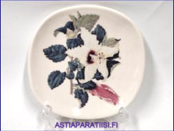 ARABIA,Sein�lautanen "hibiscus insulariss" (WWF), Design: Mary Grierson,Mitat Korkeus n. 12 cm, leveys n. 12 cm,1kpl.28�/kpl,( Tuote nro 215AM )
