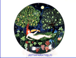 ARABIA, sein�lautanen, horoskooppi aihe Neitsyt,Design:Dorrit von Fieandt,1990-luku,Mitat n. 20 cm,1kpl.110�/kpl,( Tuote nro 306AM )