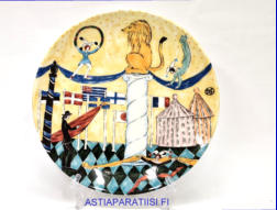 ARABIA, sein�lautanen, horoskooppi aihe Leijona,Design:Dorrit von Fieandt,1990-luku,Mitat n. 20 cm,1kpl.110�/kpl,( Tuote nro 313AM )
