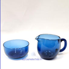 IITTALA,kermakko 2371 ja sokerikko 2370 ,Design: Tapio Wirkkala,Suunniteltu: 1956,Kermakko korkeus:n. 6,3 cm, Halkaisija.n.6 cm,Sokerikon korkeus:n.4,2 cm, Halkaisija:n.8,3 cm, pari,55� ( Tuote nro / Item #105S )