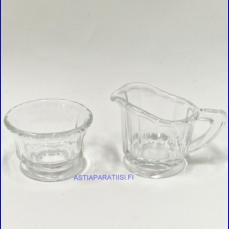 KARHULAN LASI, kermakko ja sokerikko, Kermakko korkeus:n.6 cm, Halkaisija n.5,5 cm,Sokerikon korkeus:n.4,5 cm, Halkaisija:n.6,5 cm, pari,35� ( Tuote nro / Item #156S )