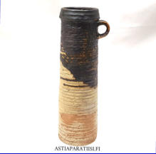 ARABIA, taidekeramiikka vase  lasitetut kivitavaraa,Design:Annikki Hovisaari,signeerattu,1950-60 -luvulla,mitat korkeus n.33 cm Halkiasija n.10 cm, 0kpl ( Tuote nro / Item #100F )