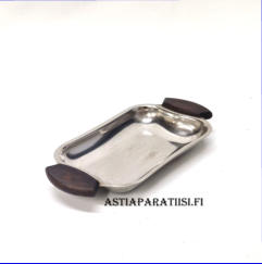 Ruostumatonta  ter�st� ja teak Mini tarjotin,halkaisija,n. 18,5 cm X 9 cm,1 kpl, 20�/kpl,( Tuote nro 149TA)