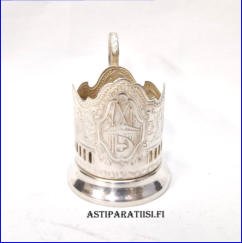 Ven�l�inen vintage, hopeanv�rist� teelasin pidike ,Korkeus,n.10 cm, halkaisija 7 cm,1 kpl, 45�/kpl,( Tuote nro 198TA)