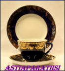 LOMONOSOV, COBALT BLUE with 24K GOLD Teacup +SAUCER,Pattern,3-osainen "GOLDEN Frieze,8kpl,55�/kpl