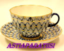 LOMONOSOV,Russian Porcelain Cobalt Net Trio tea Cups and Saucer,2kpl,35�/kpl