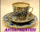 LOMONOSOV,Cobalt Blue Cup & Saucer - 22k Gold,WINDING TWIG / CORNFLOWER  caffee  CUP AND SAUCER AND PLATE 18 cm,11KPL,3-osainen, 45�/SETTI 