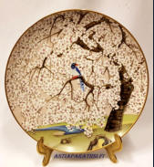  ( Huhtikuu / April )Vintage Japanese hand painted,  Design: Franklin Mint Porcelain Plates 1979,Japanilainen koristelautanen, kuukausiaiheet, halkaisija n.26 cm,0kpl