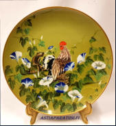 ( Hein�kuu /  July )Vintage Japanese hand painted,  Design: Franklin Mint Porcelain Plates 1979,Japanilainen koristelautanen, kuukausiaiheet, halkaisija n.26 cm,1kpl, 95�/kpl