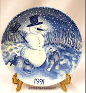 Paul Hoff Gustavsberg Christmas plate. Swedish vintage,Collectible Christmas plate 1991,halkaisija n.21,5 cm,1kpl, 40�/kpl