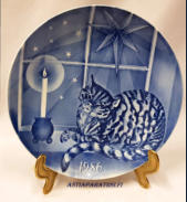 Paul Hoff Gustavsberg Christmas plate. Swedish vintage,Collectible Christmas plate 1986,halkaisija n.21,5 cm,1kpl, 40�/kpl