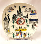 Stavangerflint "Trondheim" Plate,k�sinmaalattu sein�lautanen,mitat n.16,5 cm X 16,5 cm,1kpl,35�/kpl