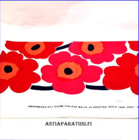 MARIMEKKO, Vintage " Pieni unikk� " kangas verho/p�yt�liina,Design:Maija ja Kristina Isola.mitat ,n.248X 146cm, 1 kpl,85� (Tuote nro / Item 102VE)